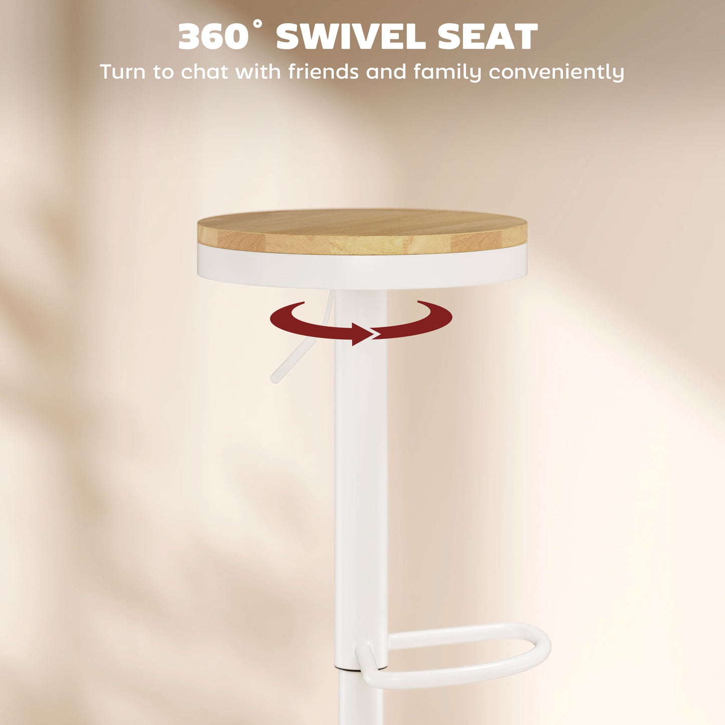 HOMCOM Wood Barstools Set of 2 Swivel Adjustable Height