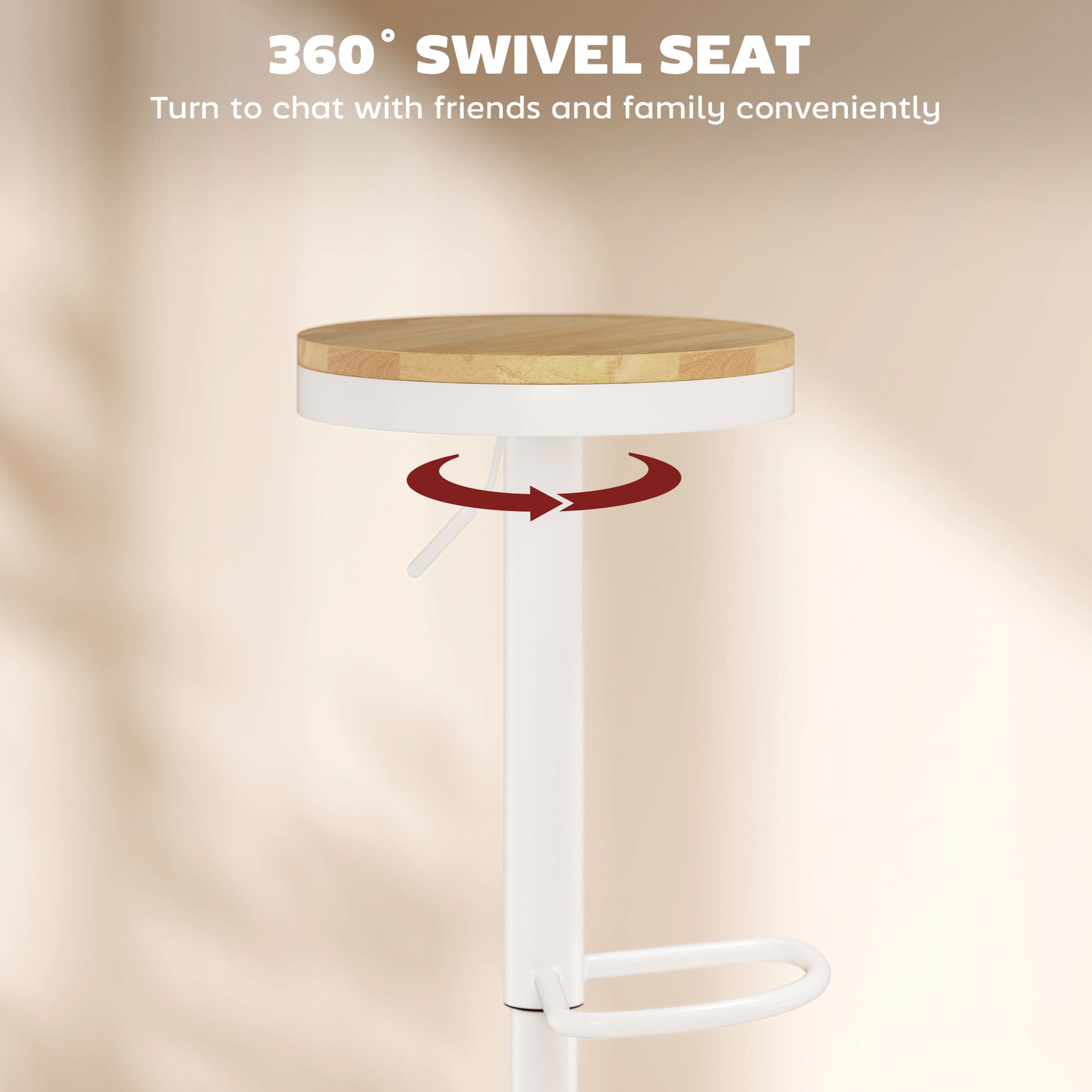 HOMCOM Wood Barstools Set of 2 Swivel Adjustable Height
