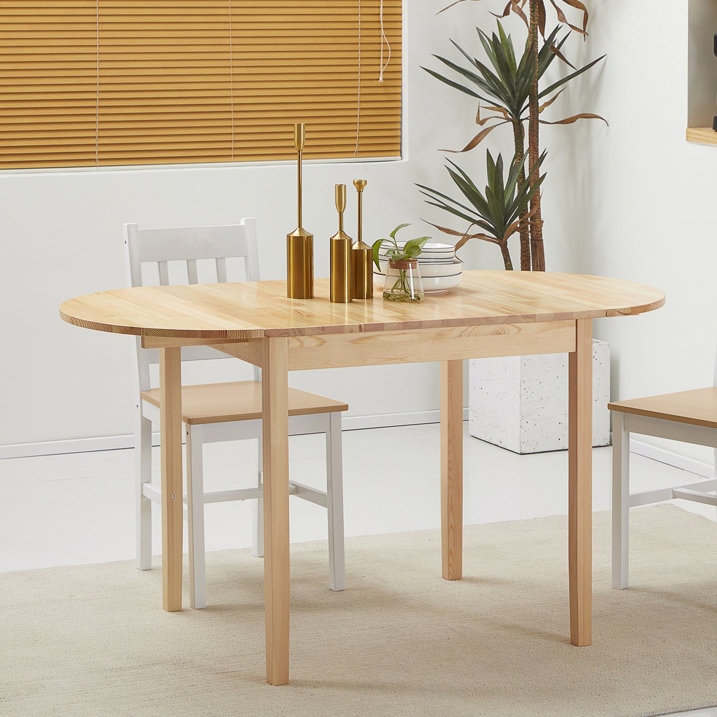 Solid Wood Drop Leaf Dining Table White