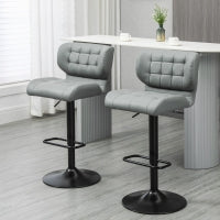 HOMCOM Adjustable Swivel Bar Stools Set of 2 Grey