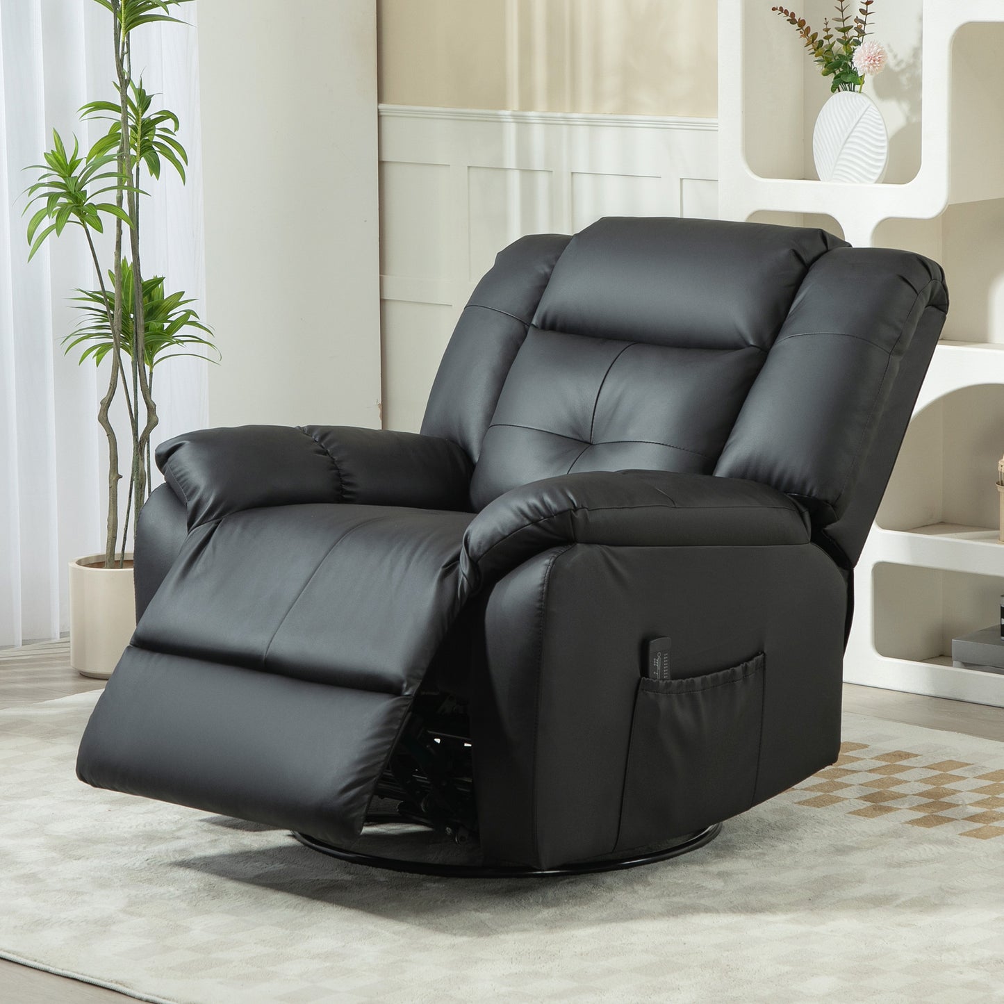 HOMCOM 8-Point Vibration Massage Recliner Chair, PU Leather, Swivel, Rocking, Remote