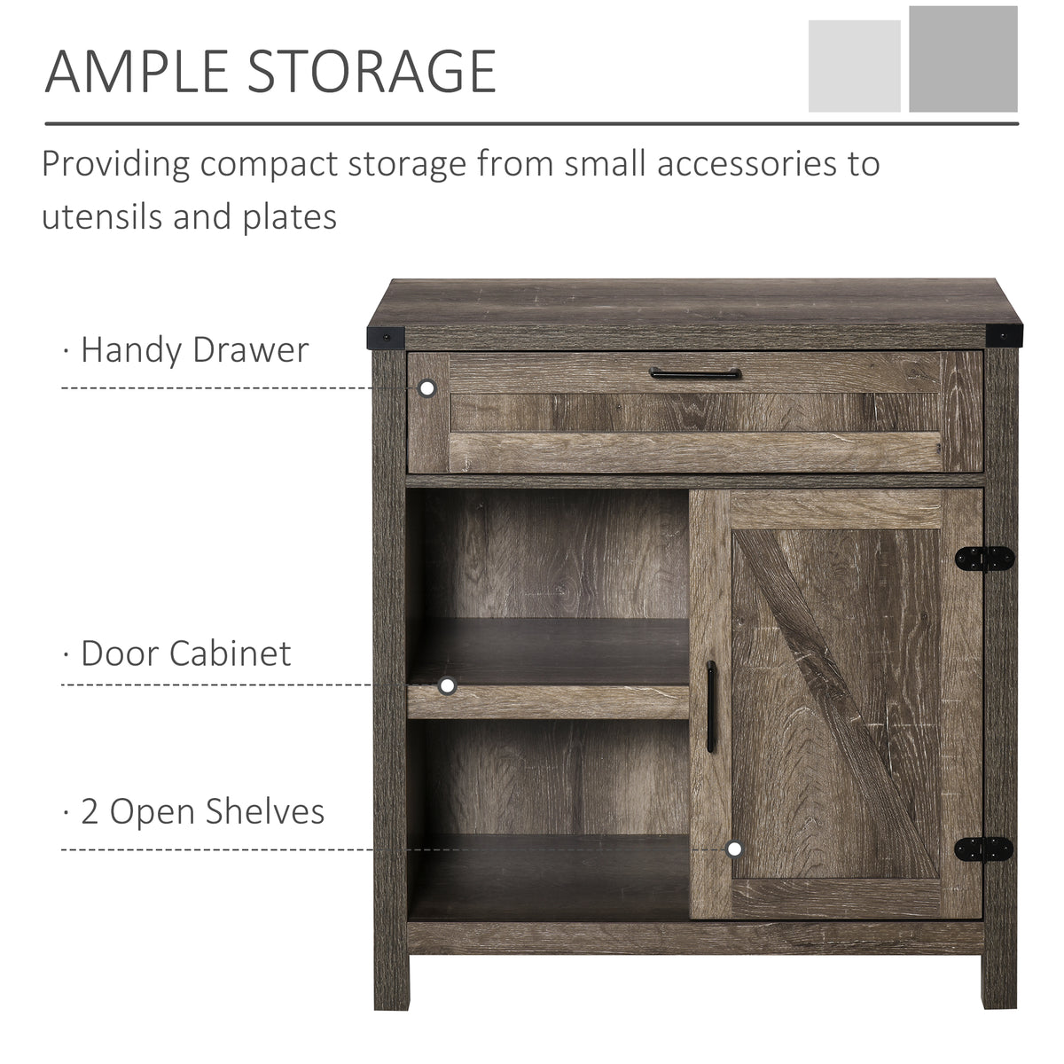 Farmhouse Sideboard with Barn Doors – 30"W x 33"H