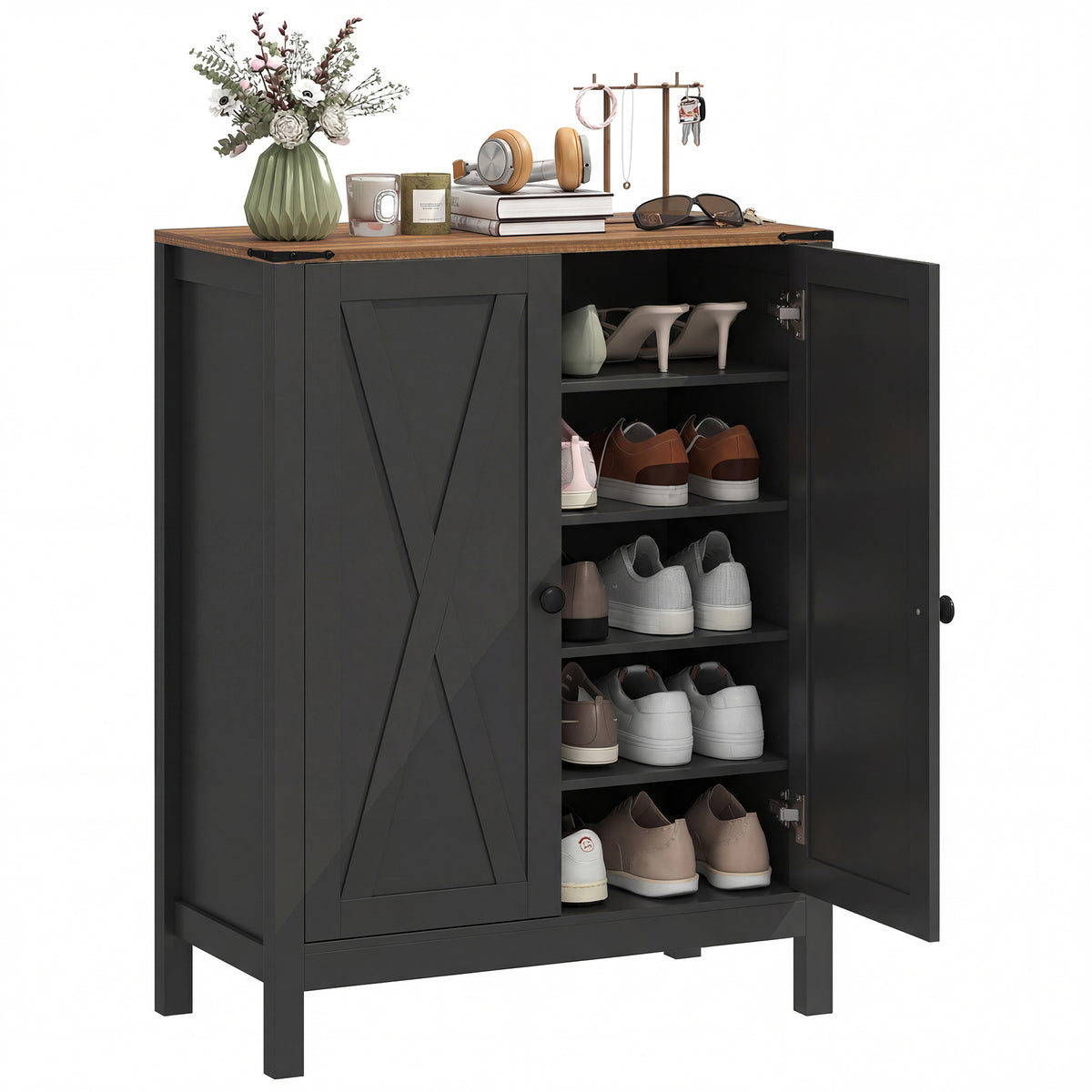 Shoe Cabinet with Barn Doors – 30"W x 39"H