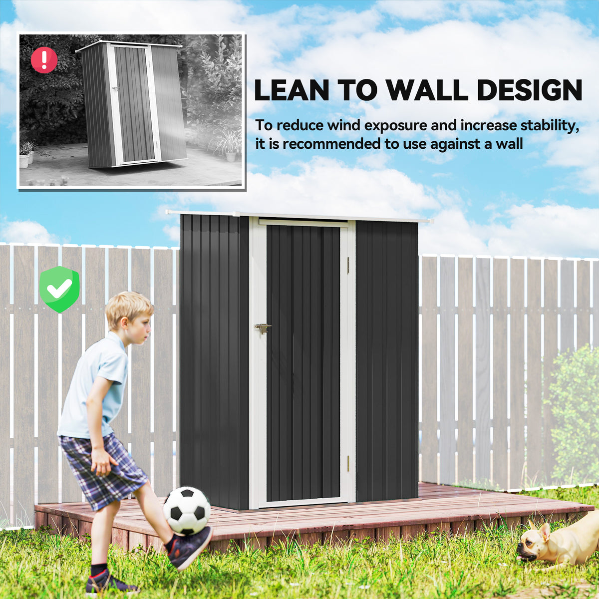 5 x 3ft Outdoor Storage Shed Metal Garden Shed Cabanon with Sloped Roof, Lockable Door for Tool