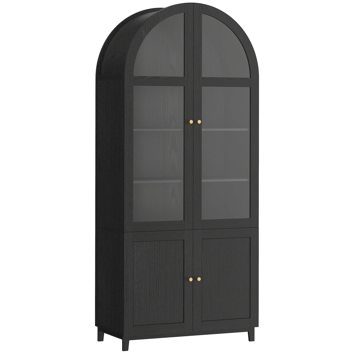 Farmhouse Kitchen Storage Cabinet with Acrylic Glass Doors – 31"W x 71"H