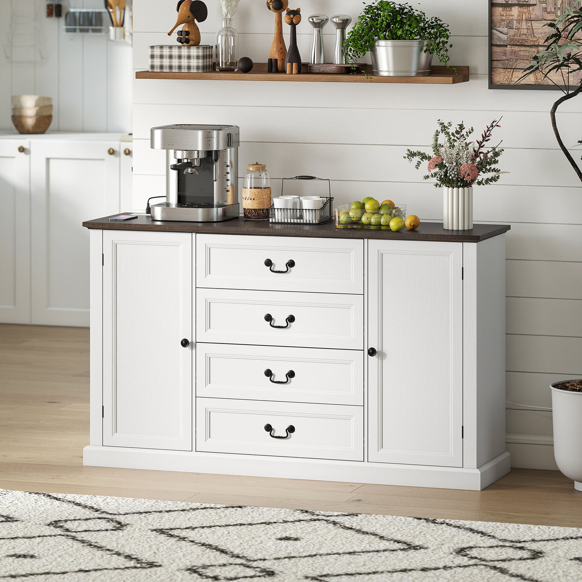 Farmhouse Sideboard with Charging Station – 58"W x 34"H