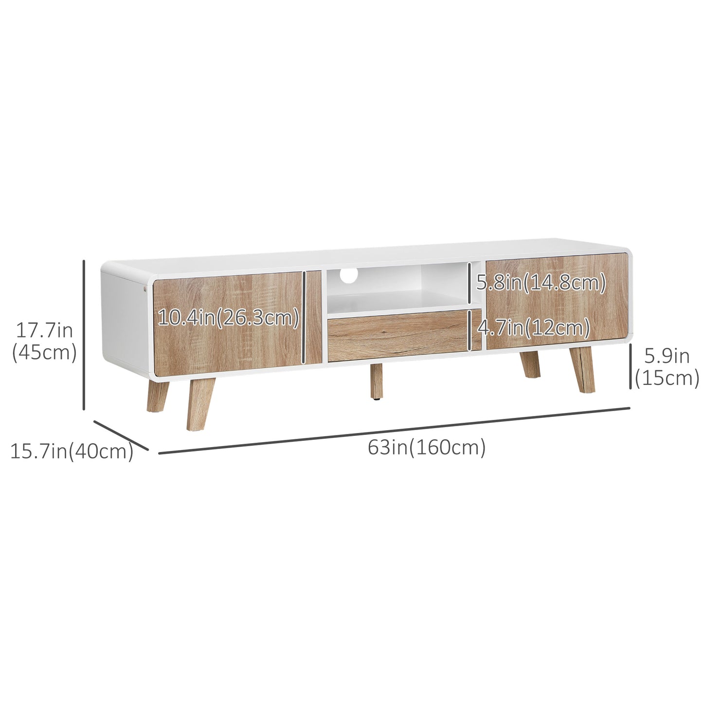 HOMCOM Modern TV Stand Cabinet for 72-inch Flat Screens, Push-Open Drawer Storage