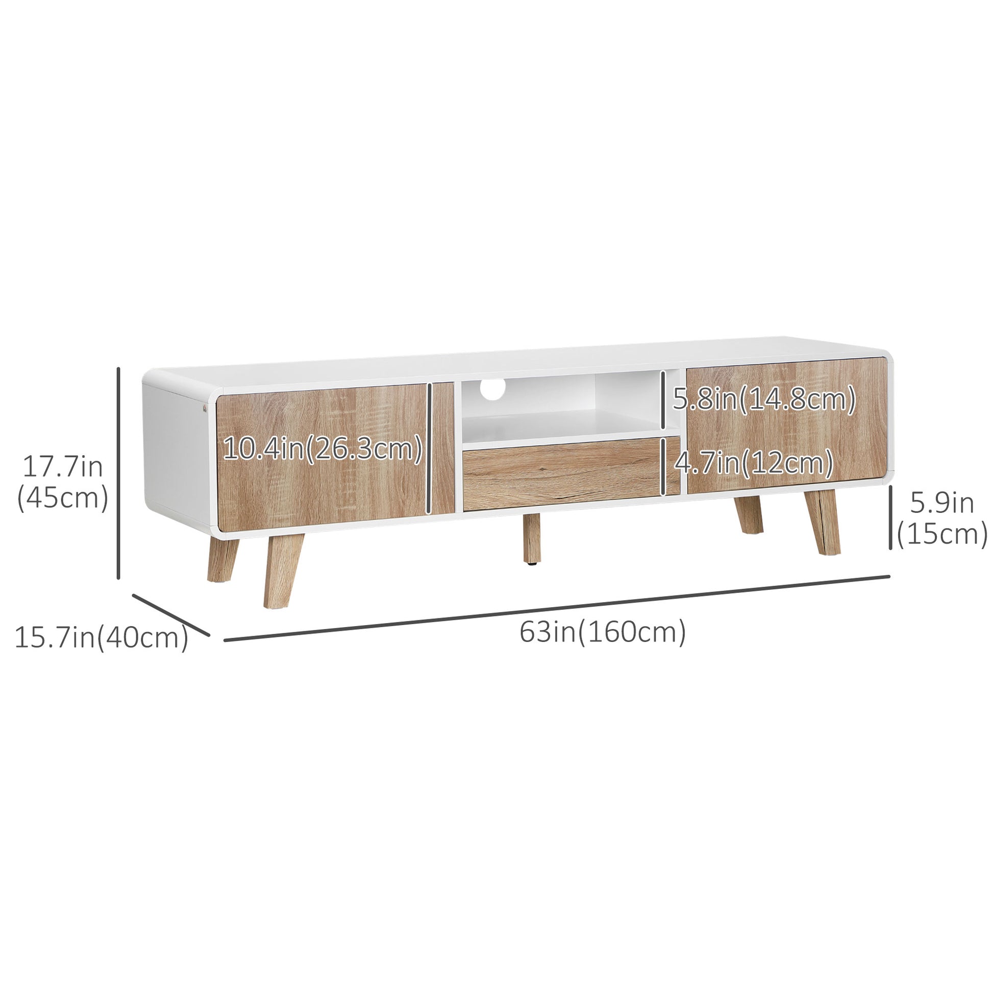 HOMCOM Modern TV Stand Cabinet for 72-inch Flat Screens, Push-Open Drawer Storage