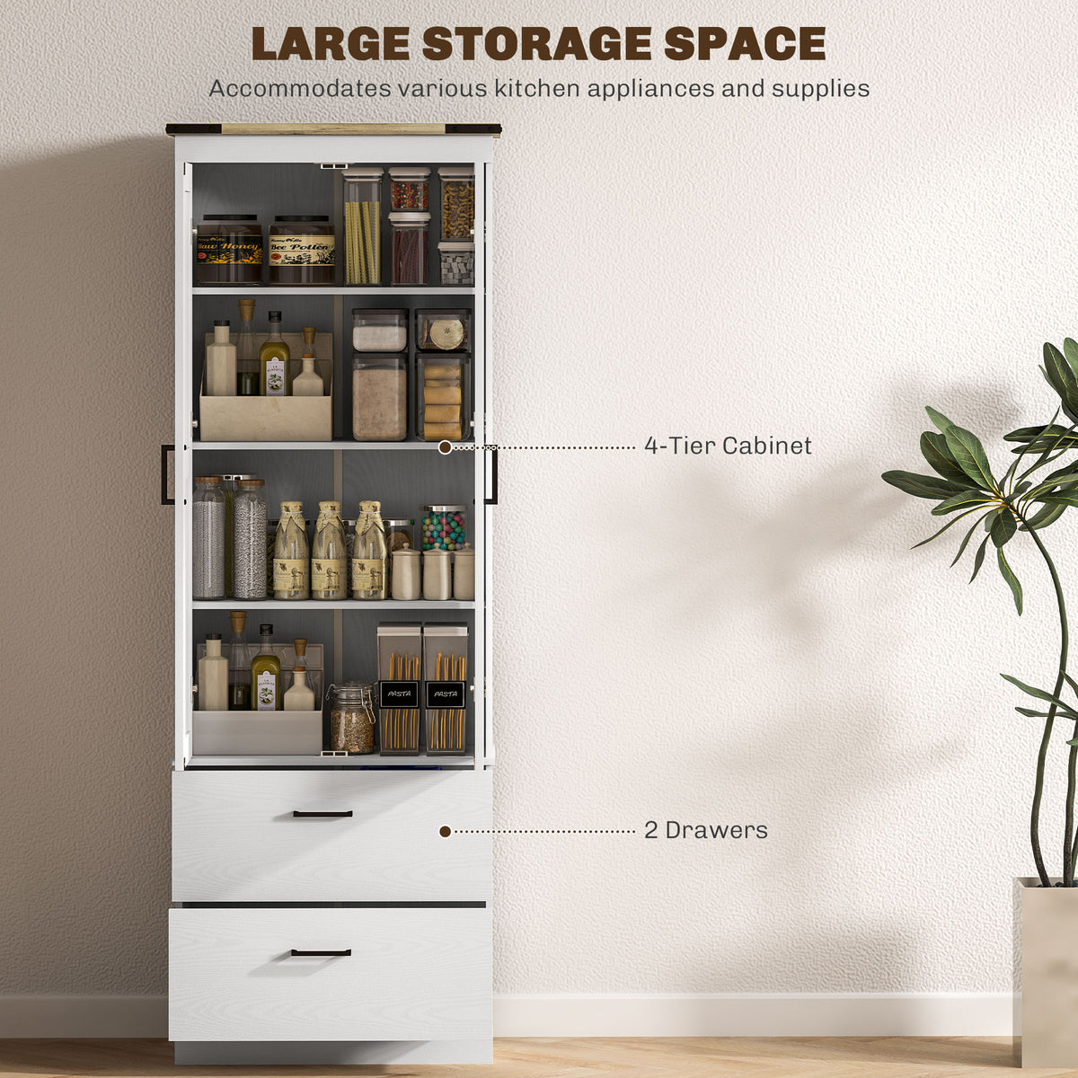 Kitchen Pantry Cabinet with Doors – 24"W x 67"H
