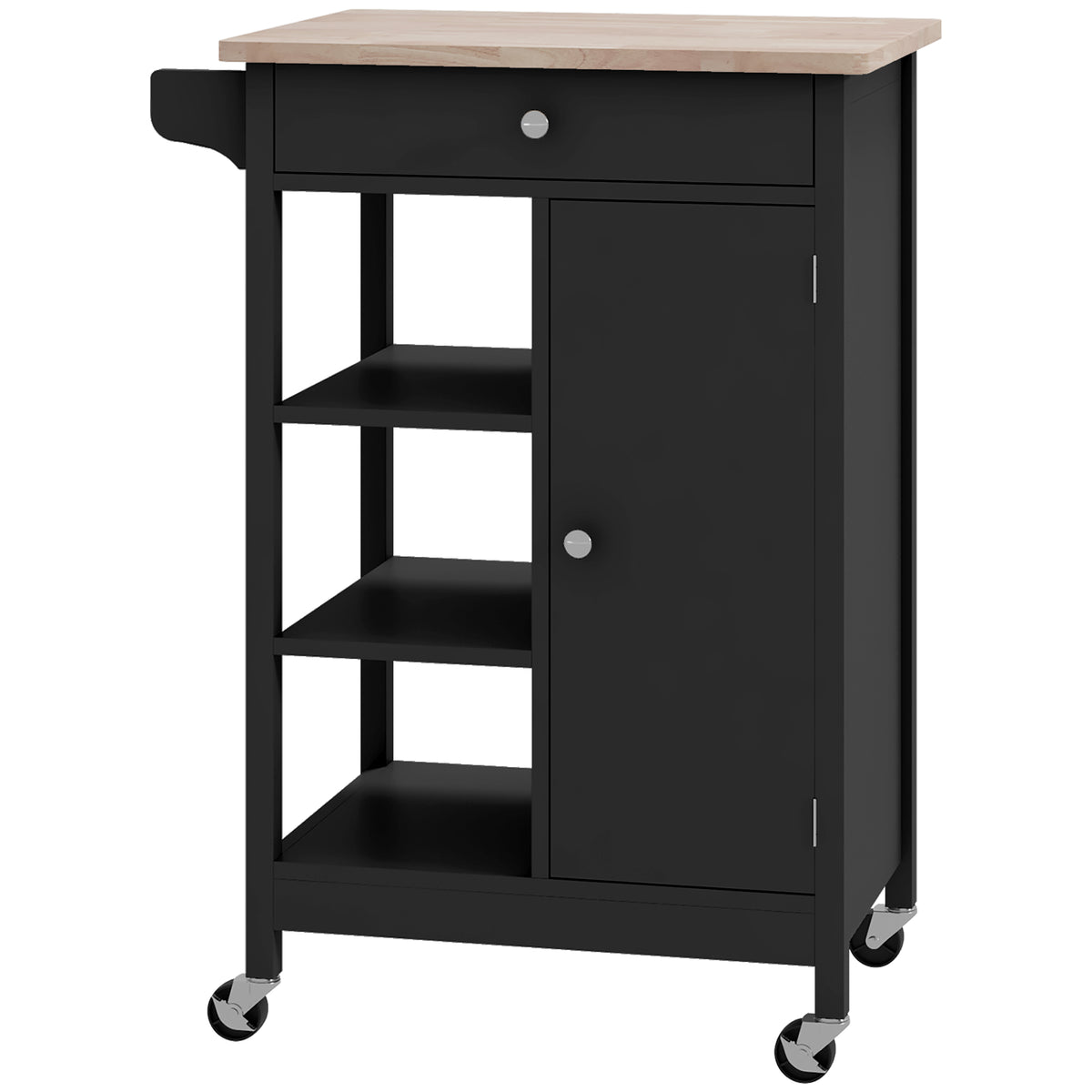 Modern Rolling Kitchen Island Cart with Drawer – 26"W x 34"H