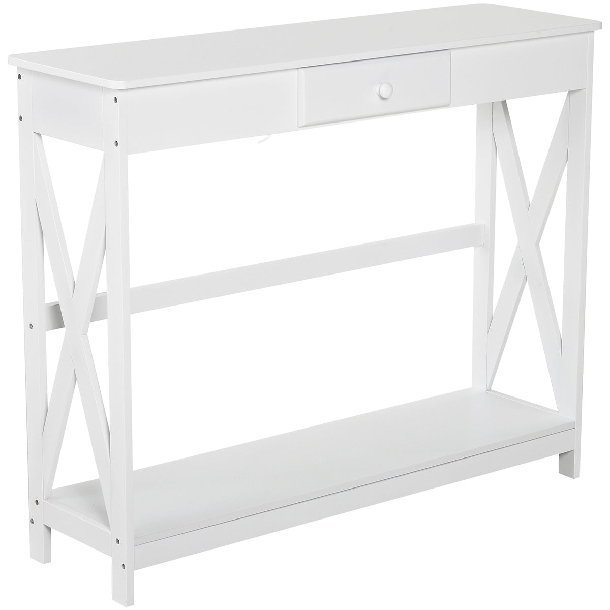 39" 2-Tier X-Design Console Table with Drawer