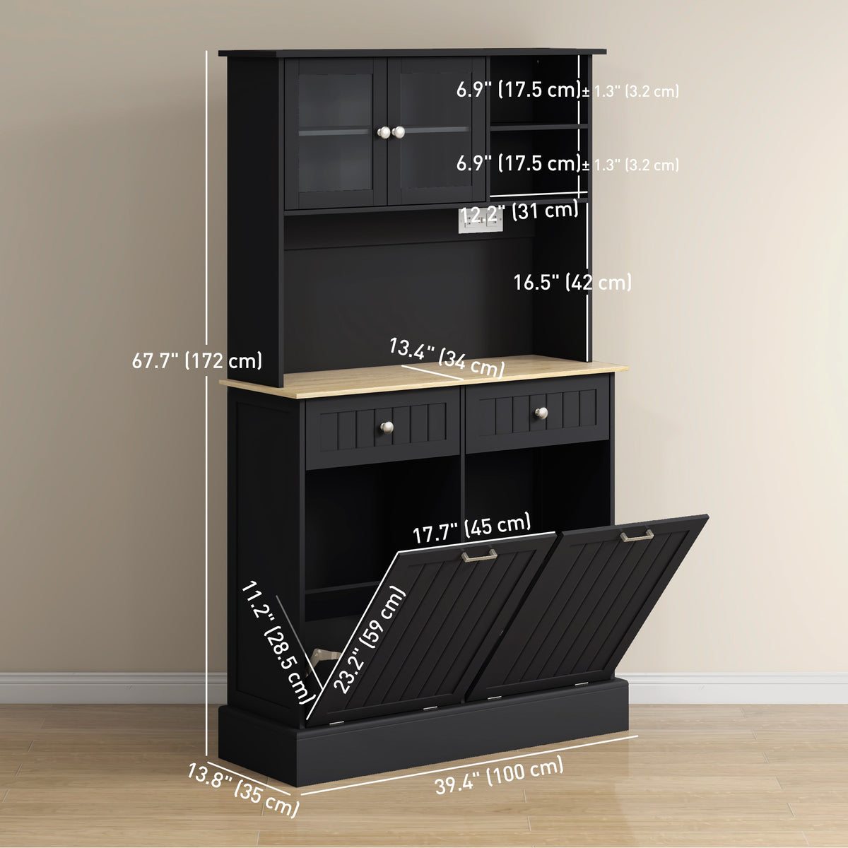 Kitchen Cabinet with Charging Station – 39"W x 68"H