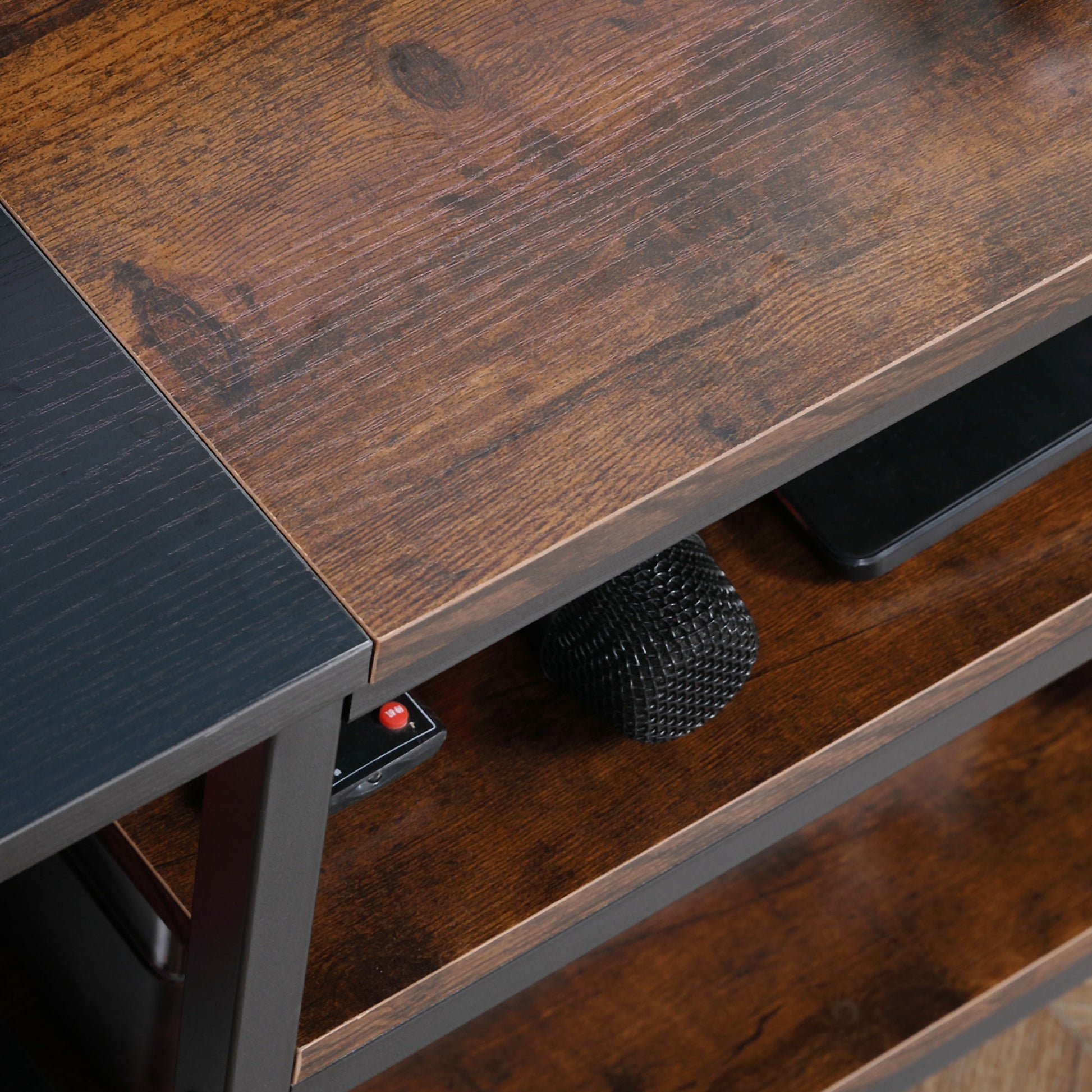 HOMCOM Rustic Industrial TV Stand for 65-inch TVs, Open Storage Console