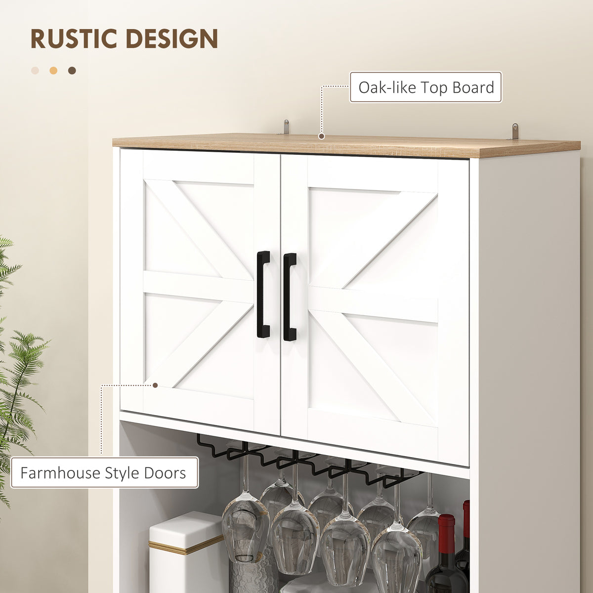 Freestanding Hutch Storage Cabinet with Microwave Oven Countertop – 28"W x 68"H