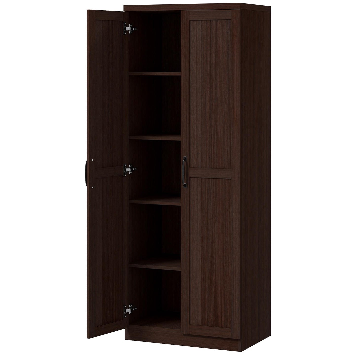 HOMCOM 63" 5-Tier Kitchen Pantry Cabinet Dark Brown
