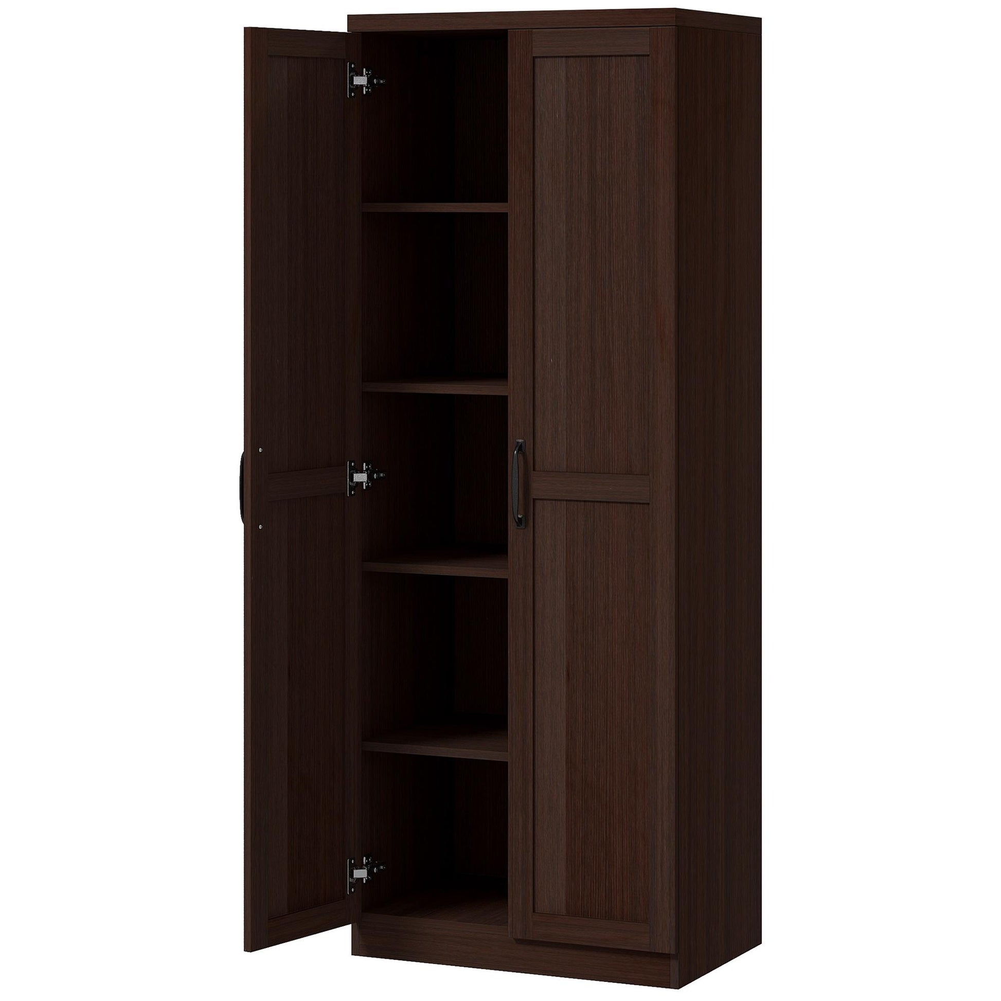 HOMCOM 63" 5-Tier Kitchen Pantry Cabinet Dark Brown