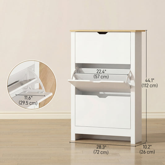 Shoe Storage Cabinet with 3 Flip Drawers – 28"W x 44"H