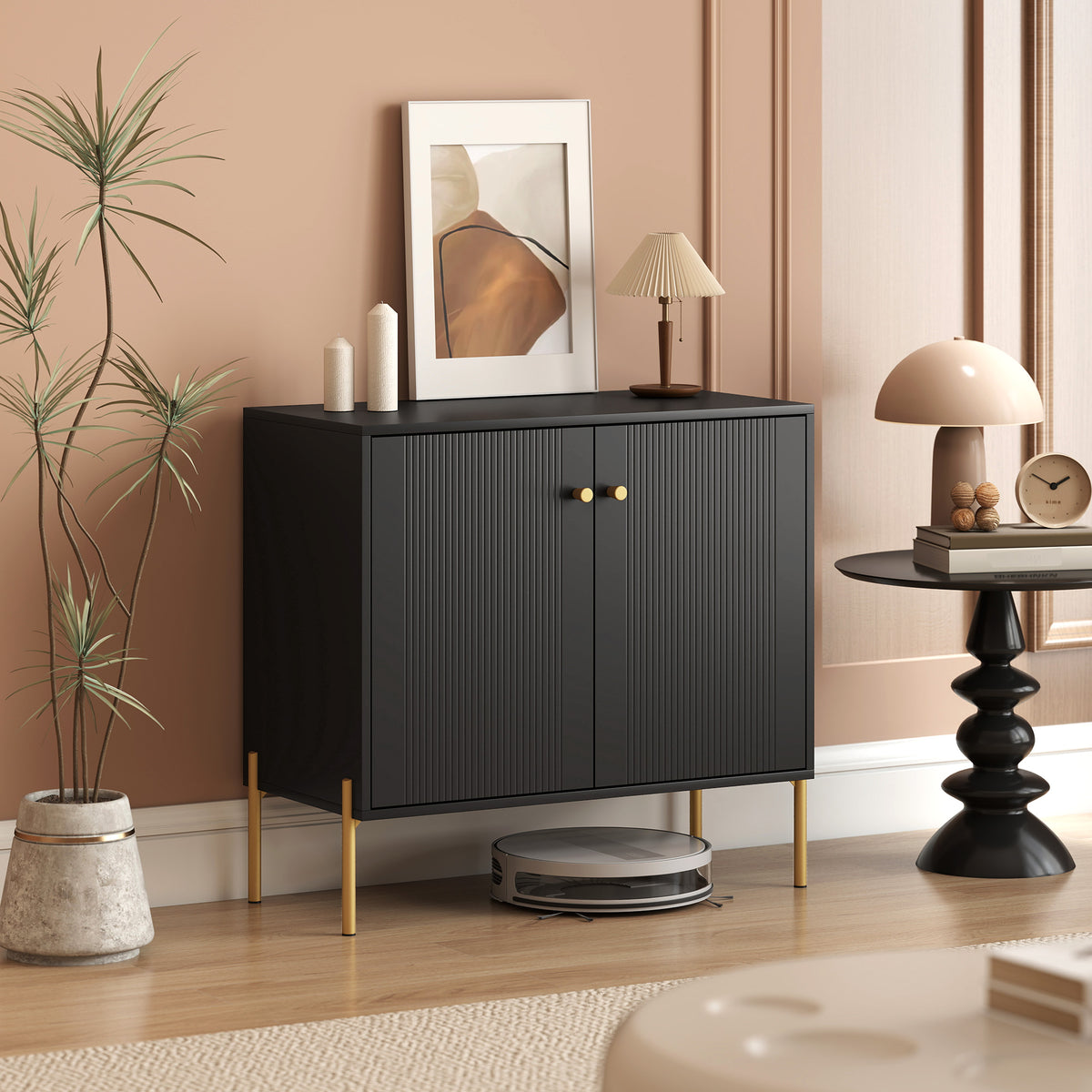 Sideboard with Fluted Doors and Adjustable Shelf – 31"W x 30"H