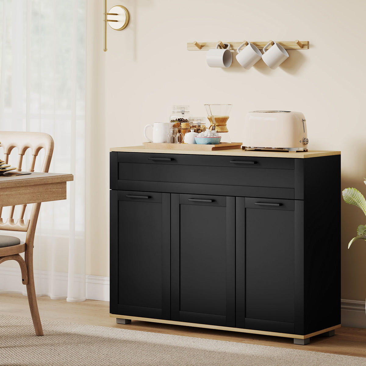 Modern Coffee Bar Cabinet with Wide Drawer – 39"W x 31"H