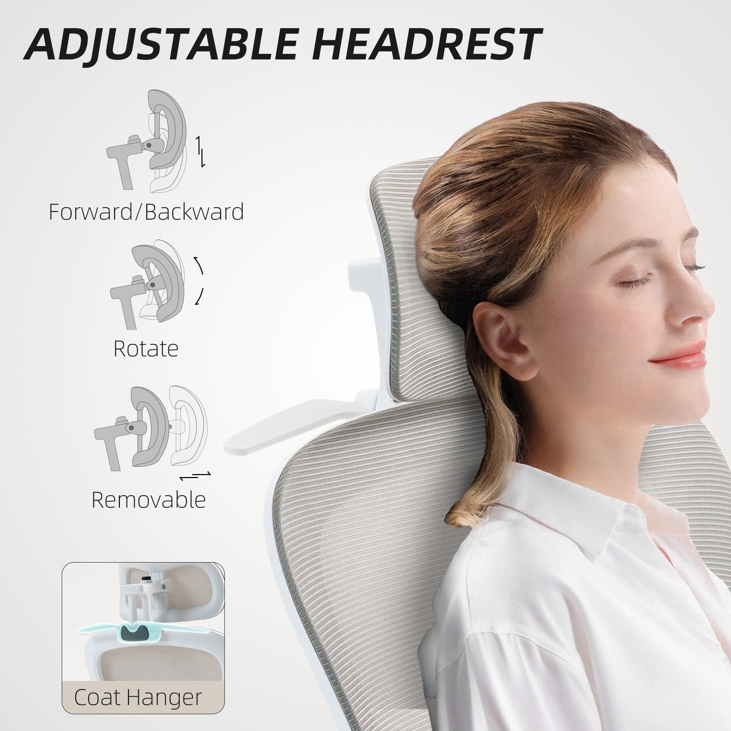 HOMCOM Ergonomic Mesh Office Chair: Flip-up Armrests, Rotatable Headrest, Lumbar Support