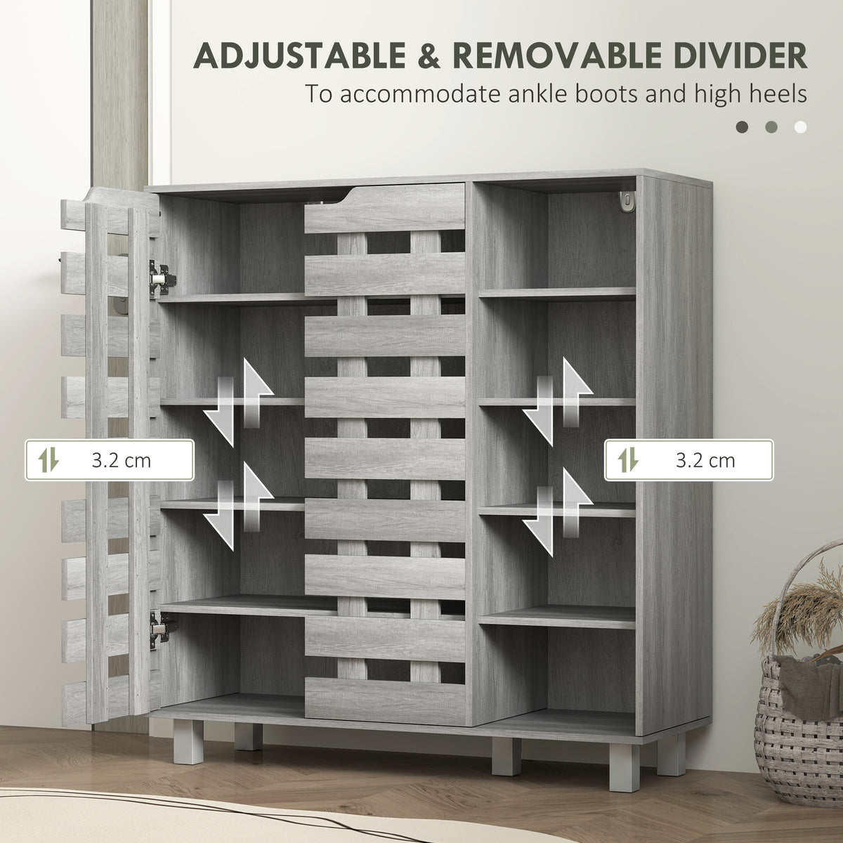 Shoe Cabinet with 5-Tier Double Door Storage – 34"W x 37"H