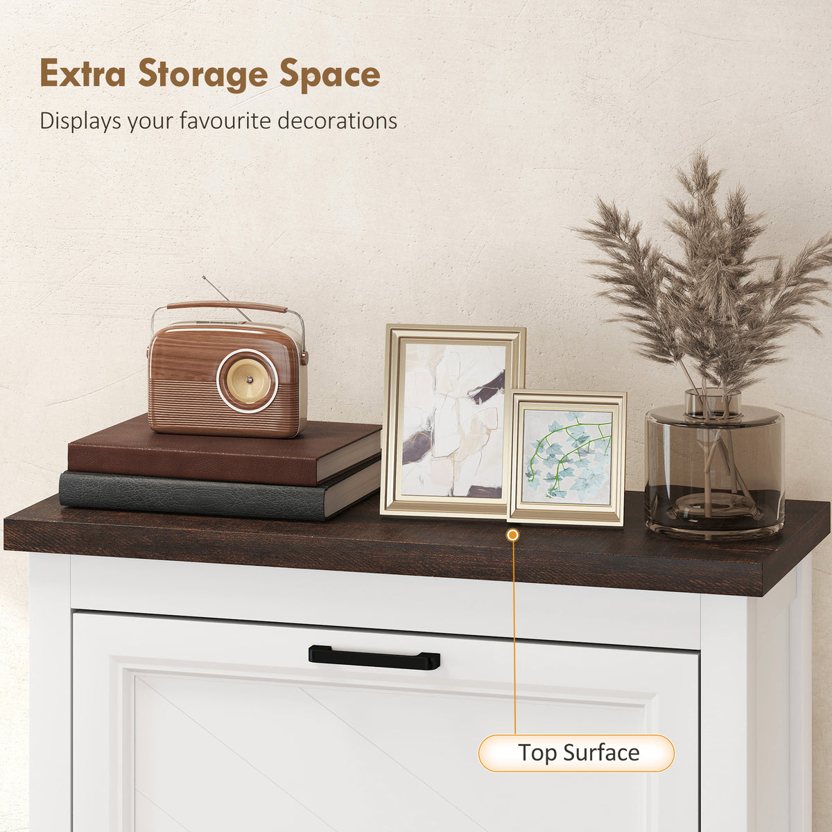 Shoe Cabinet with 3 Flip Drawers – 24"W x 53"H