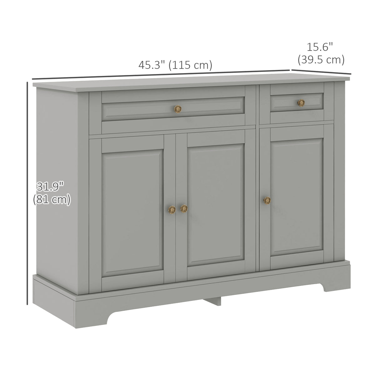 Buffet Cabinet with 2 Drawers and Adjustable Shelves – 45"W x 32"H