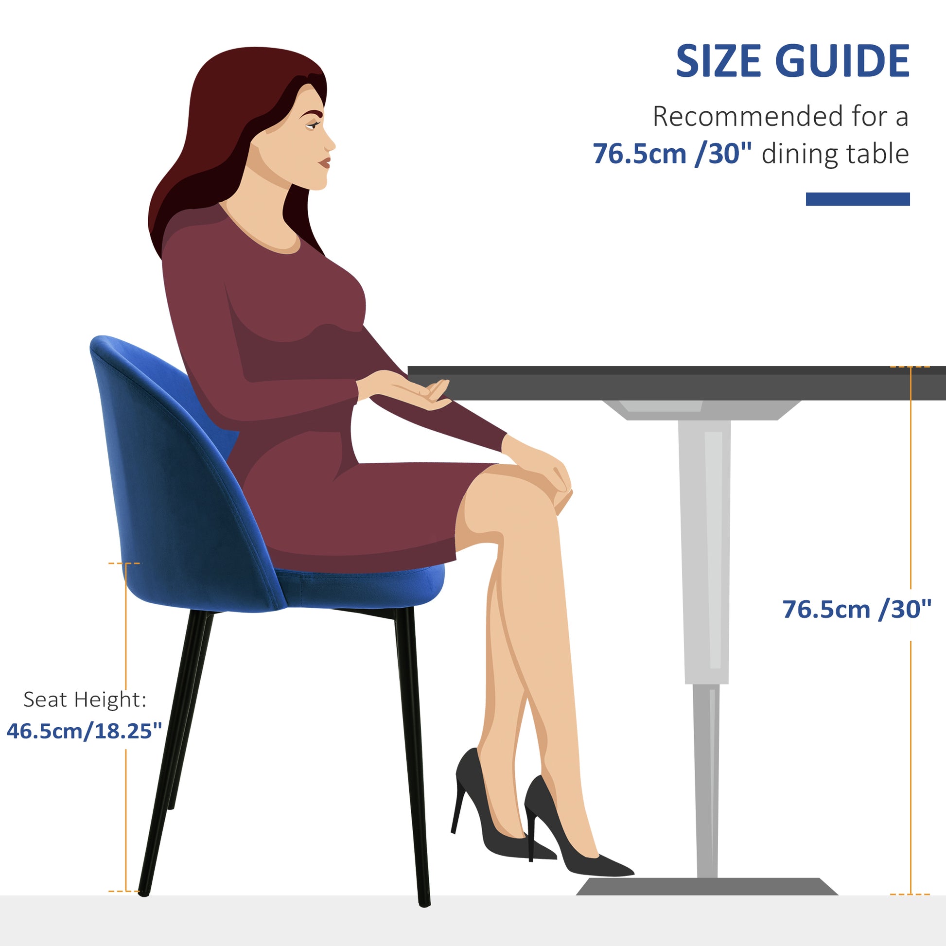 HOMCOM Modern Velvet Dining Chairs Set of 4, Elegant Mid-Back Upholstered Side