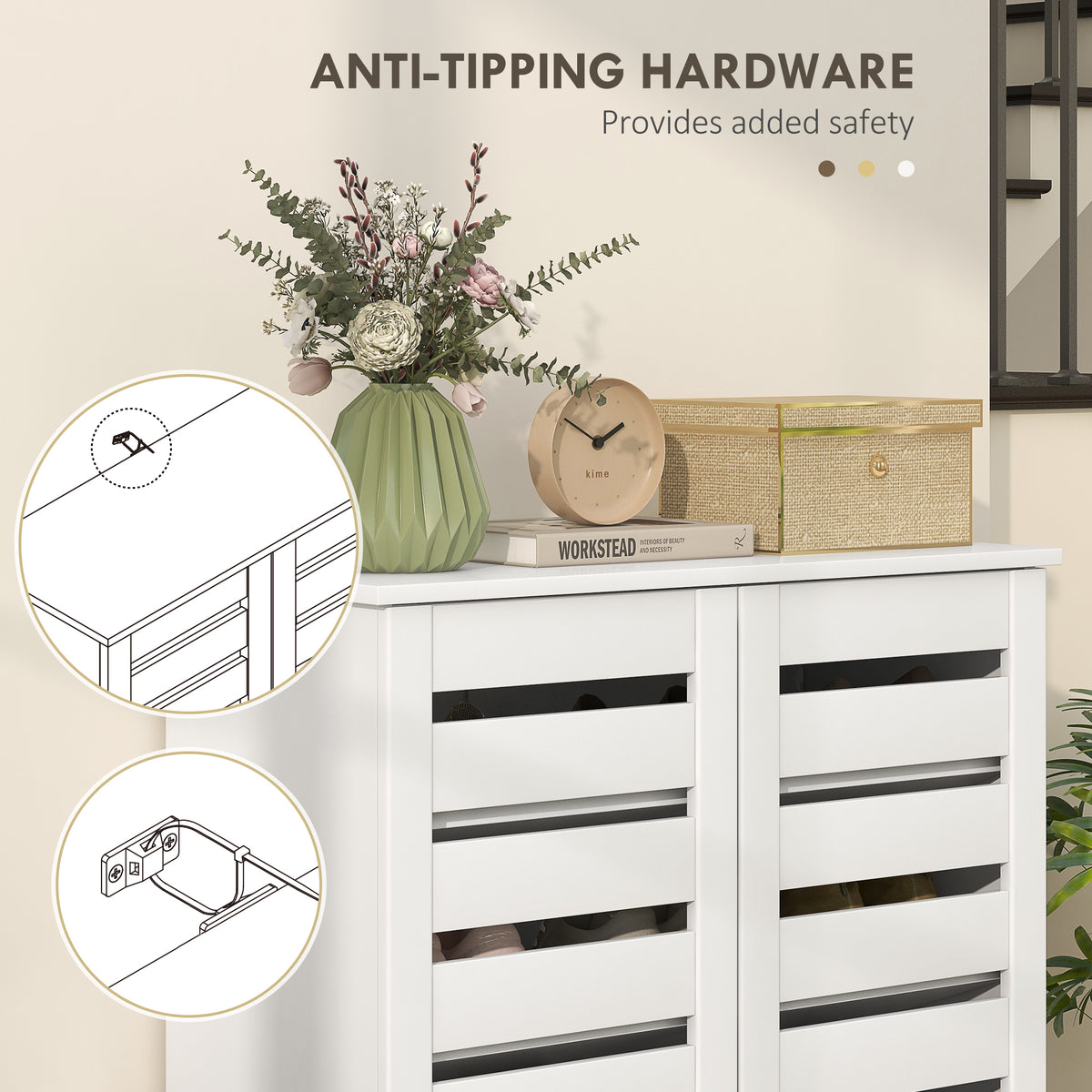 Shoe Cabinet with 2 Slatted Doors – 30"W x 39"H