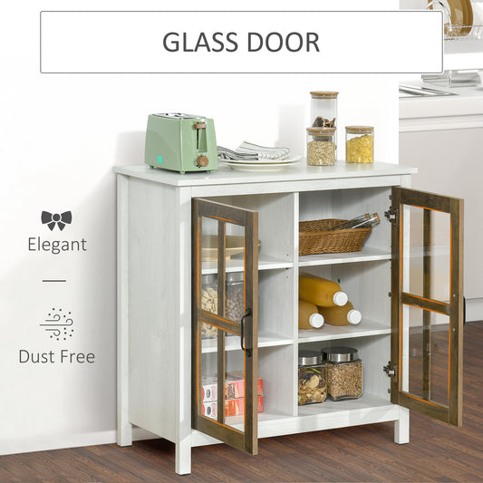 Kitchen Sideboard with 2 Glass Doors and Adjustable Shelf – 32"W x 32"H