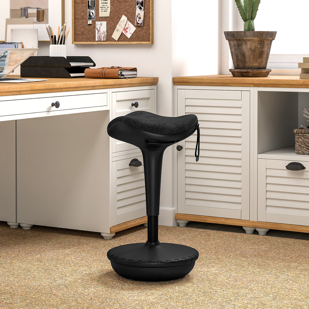 Swivel Standing Desk Chair, Adjustable Active Ergonomic Standing Stool, Black