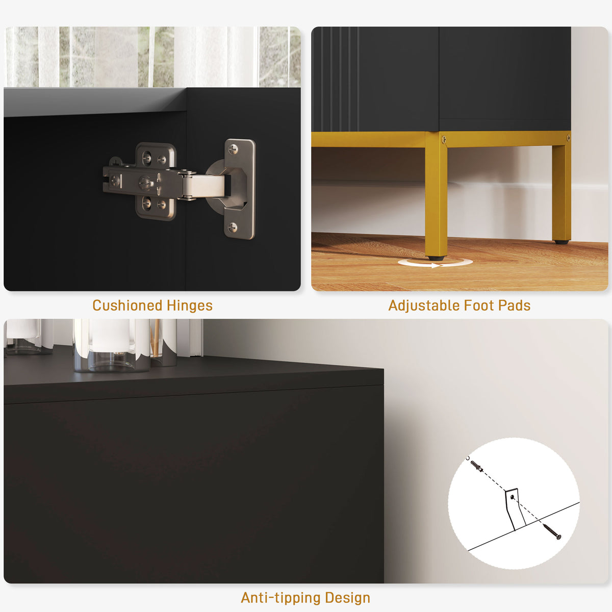 Sideboard Storage Cabinet with Adjustable Shelves – 55"W x 30"H