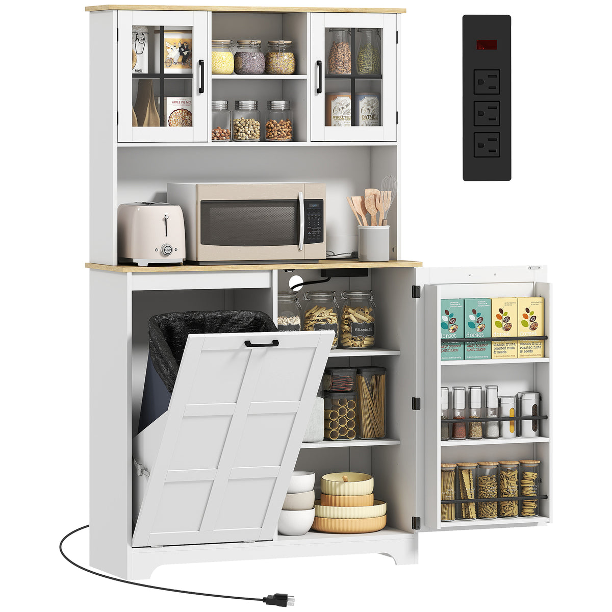 Kitchen Pantry Cabinet with Charging Station – 39"W x 69"H