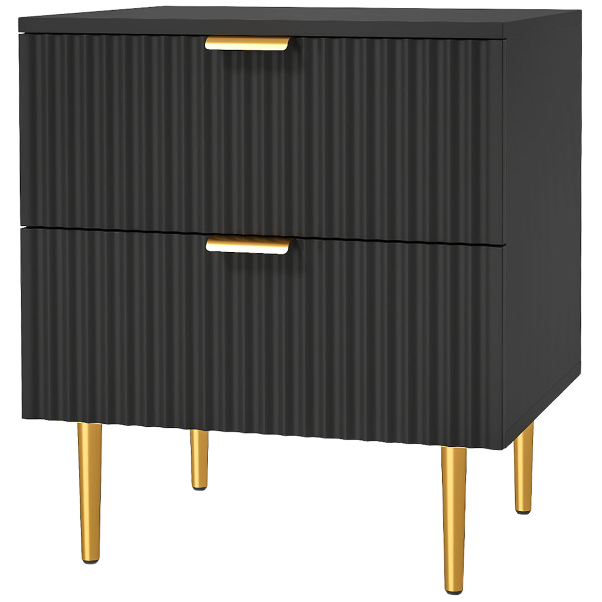 Modern 2-Drawer Nightstand with Metal Legs – 19"W x 22"H