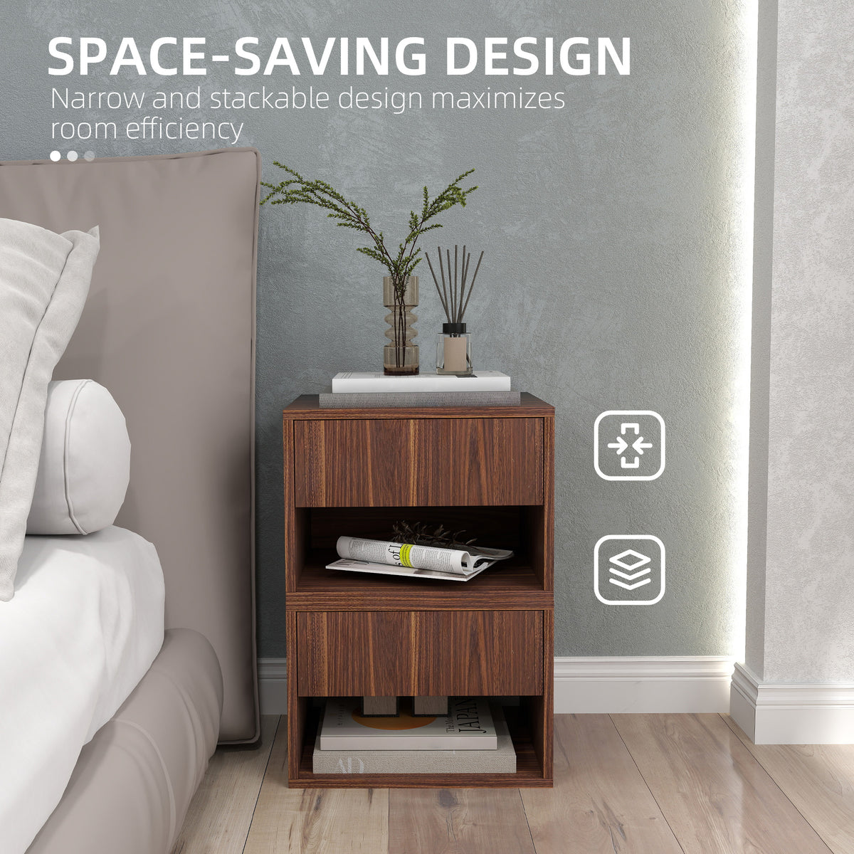 Floating Nightstands with Drawer, Set of 2 – 16"W x 11"H