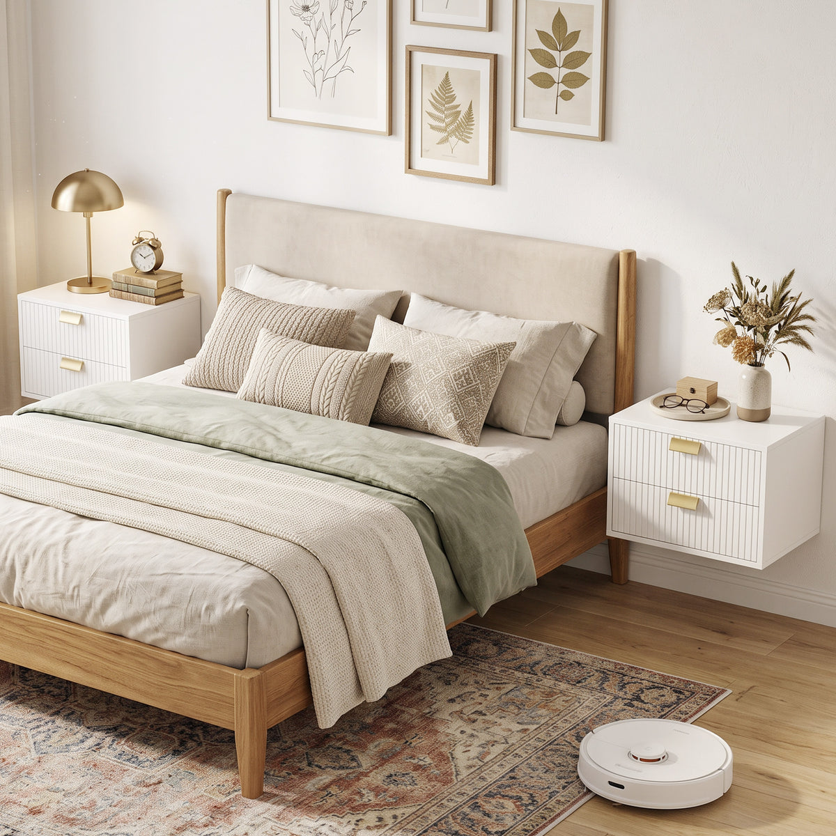 Floating Nightstands with 2 Wave Drawers, Set of 2 – 16"W x 11"H