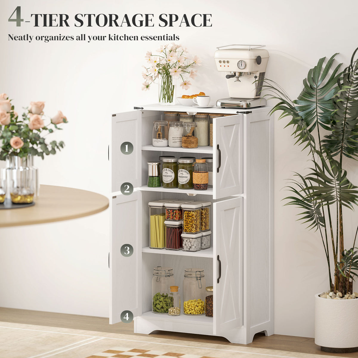 Farmhouse Kitchen Pantry with Barn Doors and Adjustable Shelves – 24"W x 43"H