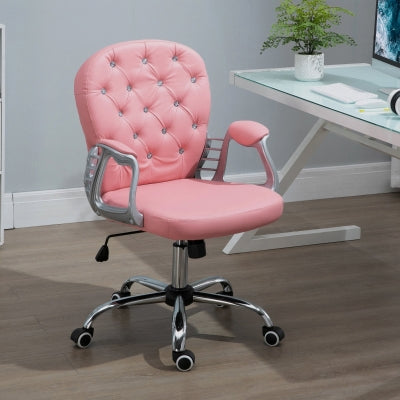 HOMCOM Armless Criss-Cross Office Chair, Adjustable Height, Tilt Function, Pink