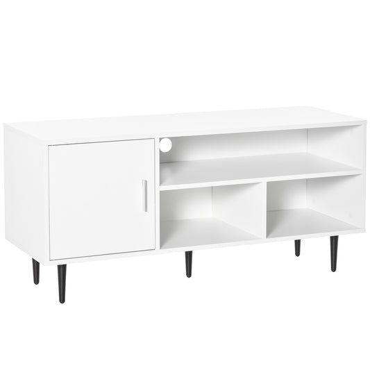 Modern White TV Stand Cabinet for 60-inch TVs, Storage, Cable Management