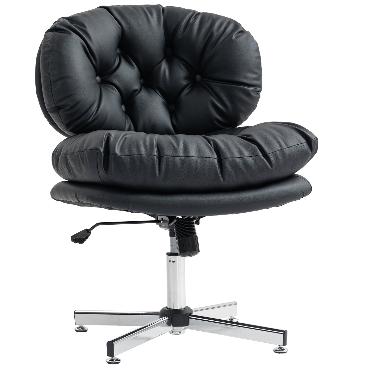 HOMCOM Armless Computer Desk Chair, Wide Padded Seat, Adjustable Height, Black Office Task Chair