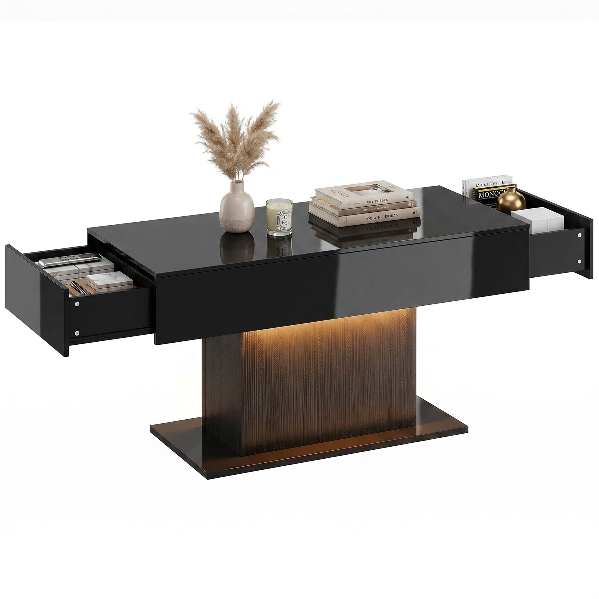 HOMCOM LED Coffee Table High Gloss Black