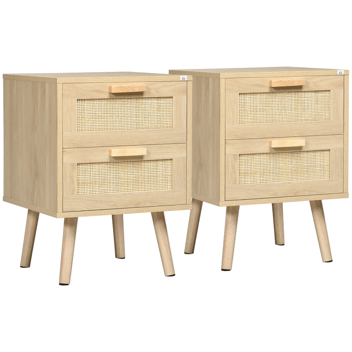 Boho Nightstands with 2 Drawers, Set of 2 – 16"W x 22"H