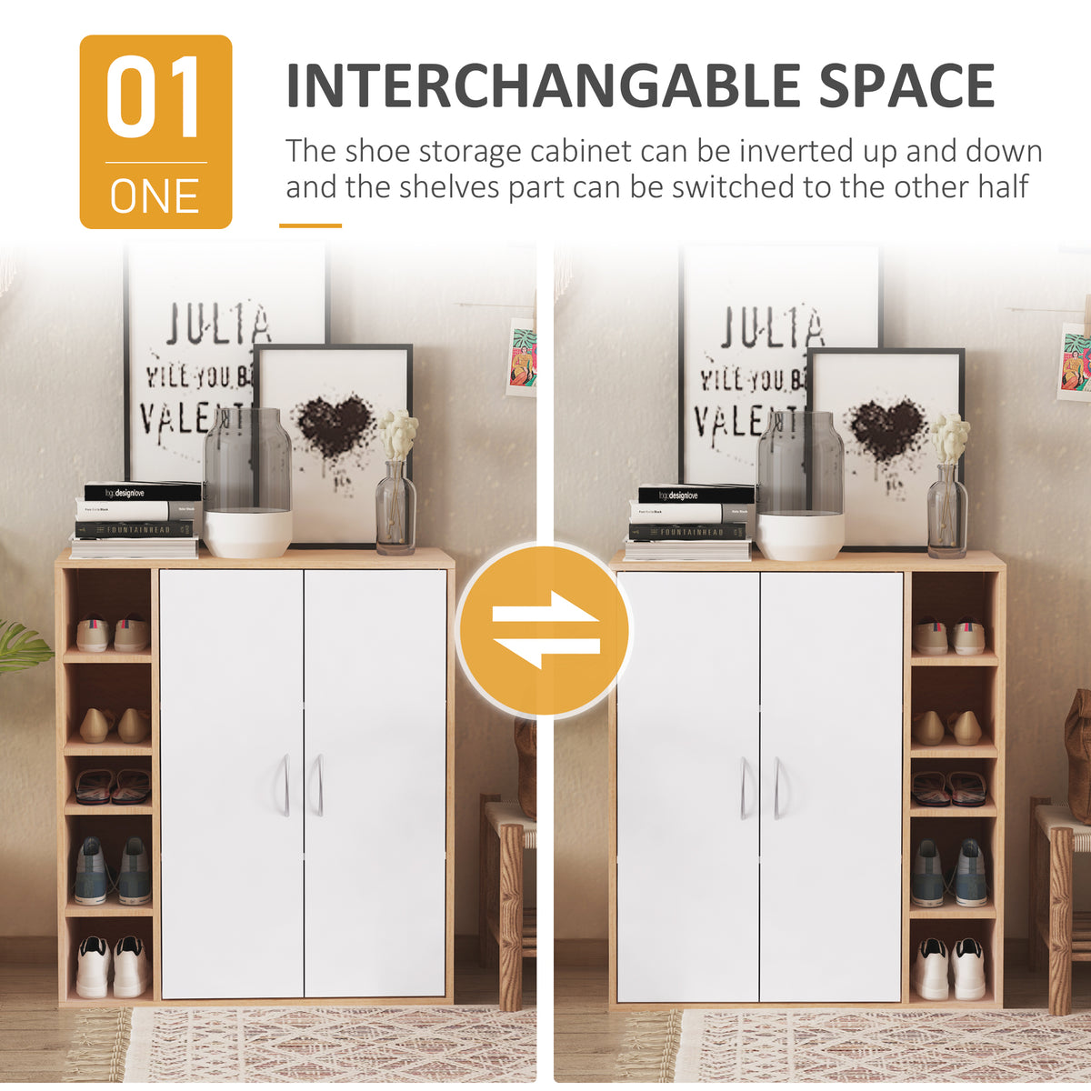 Free-Standing 3-Tier Shoe Cabinet with Adjustable Shelves – 32"W x 36"H