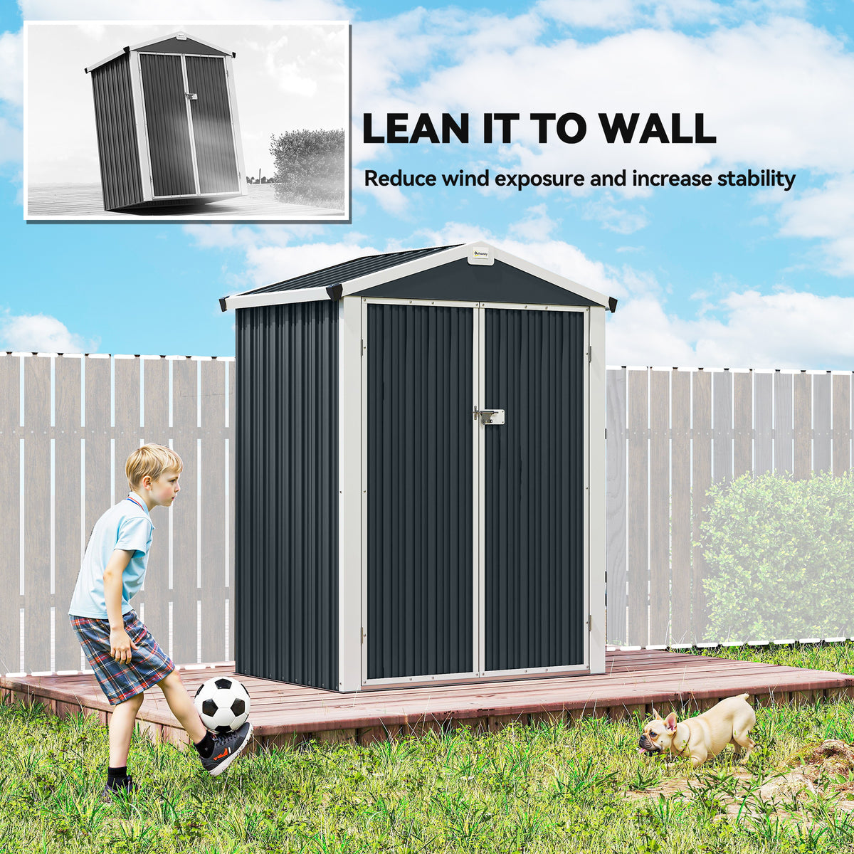 4.5' x 3' Outdoor Storage Shed with Double Doors, Metal Garden Shed for Backyard Patio