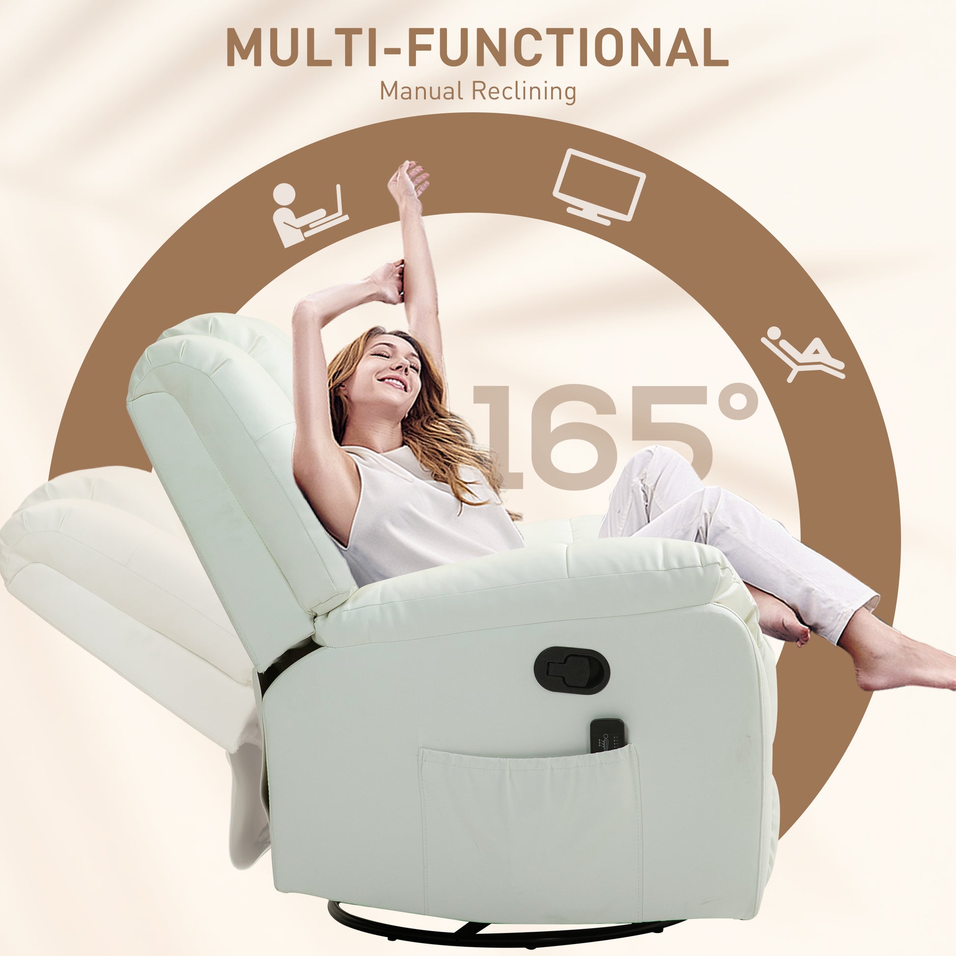 HOMCOM 8-Point Vibration Massage Recliner Chair, PU Leather, Swivel, Rocking