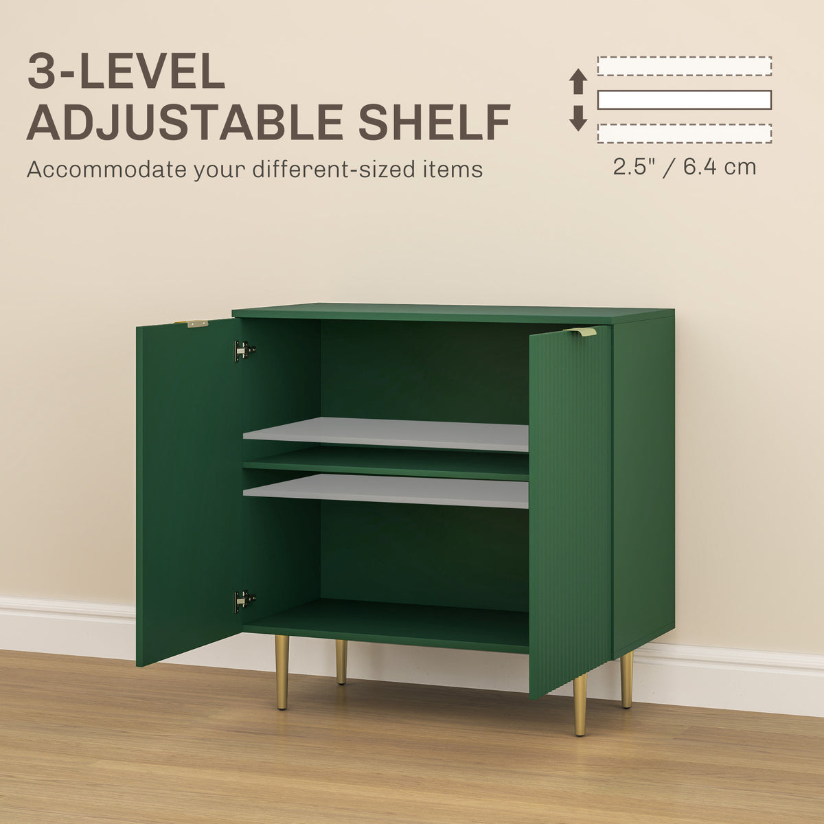 Sideboard Buffet Cabinet with Adjustable Shelves and Metal Legs – 32"W x 32"H