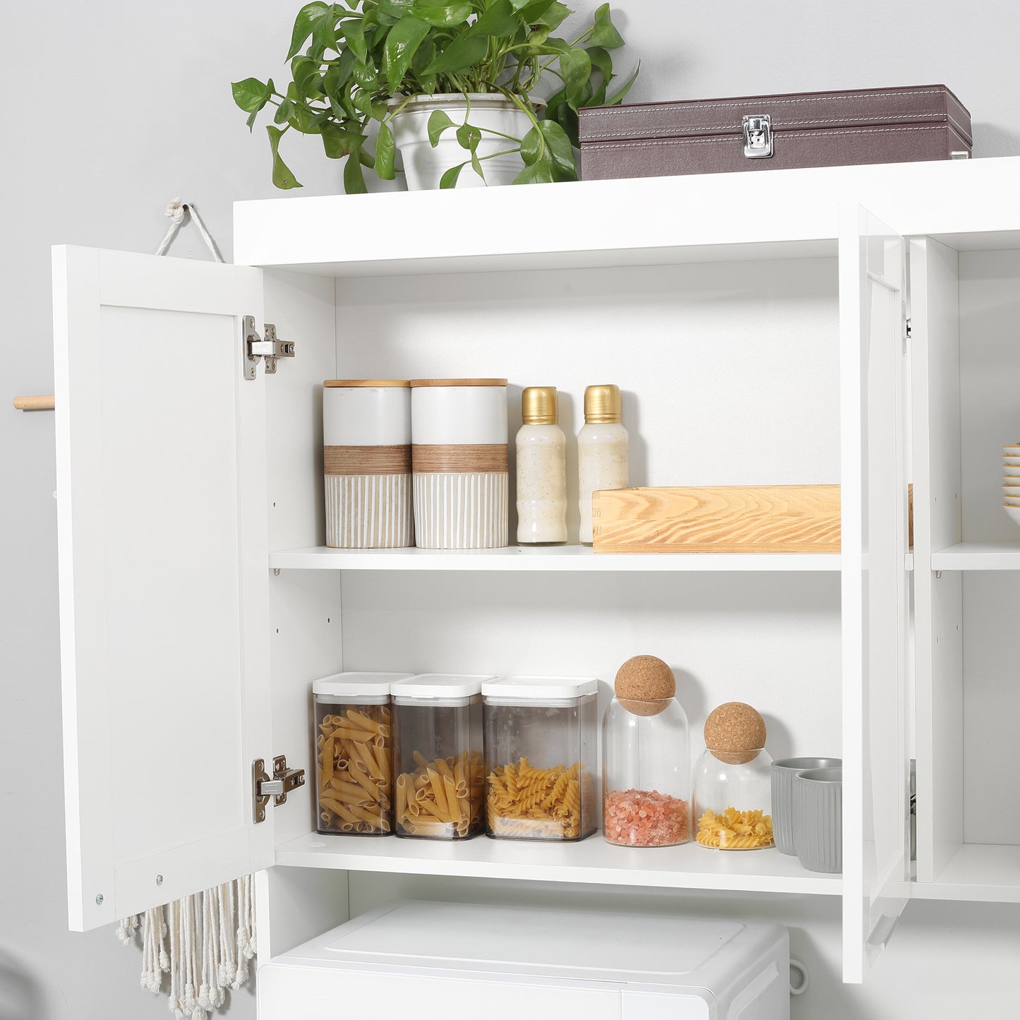 HOMCOM 71" Kitchen Pantry Cabinet High Gloss White