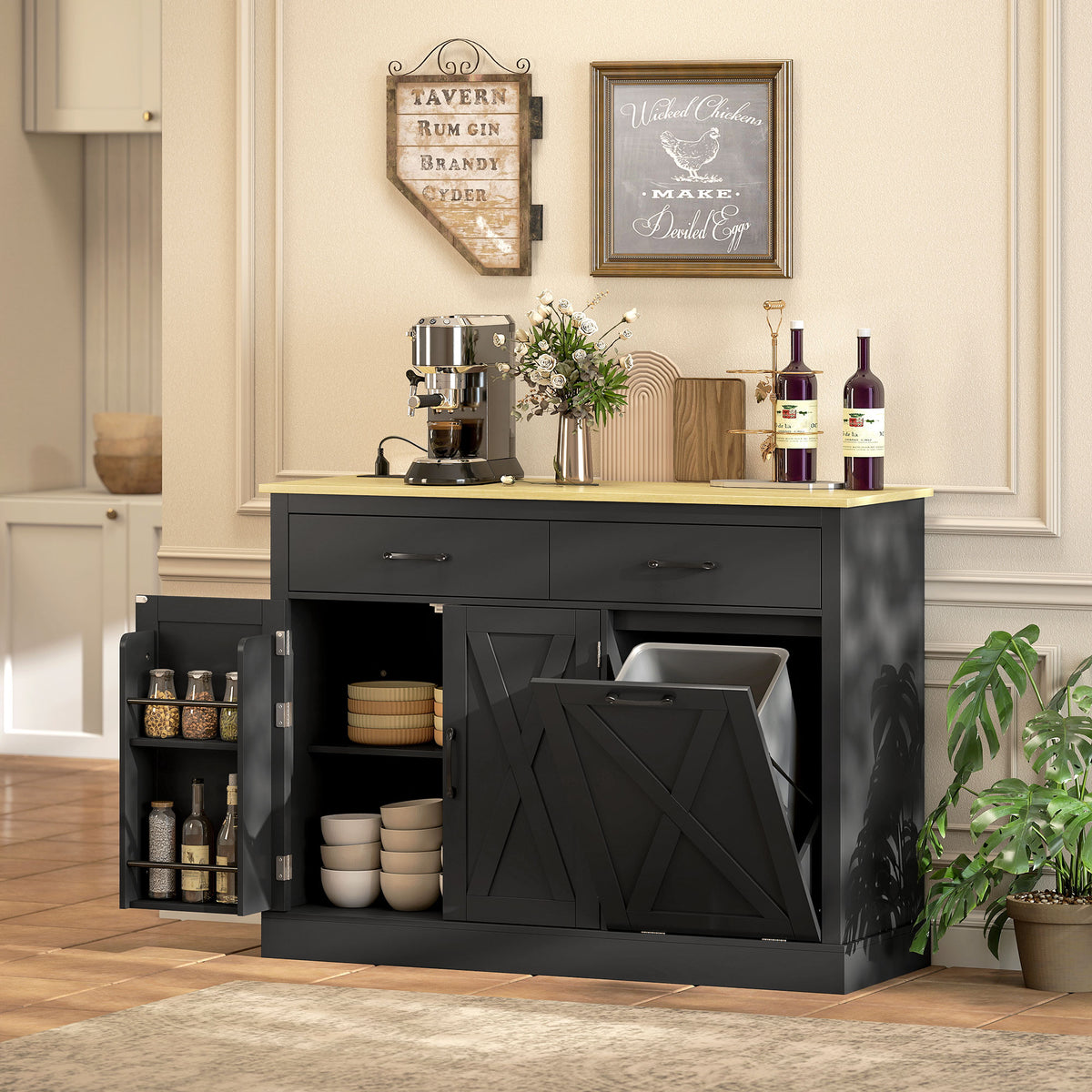 Kitchen Island with Charging Station – 44"W x 33"H