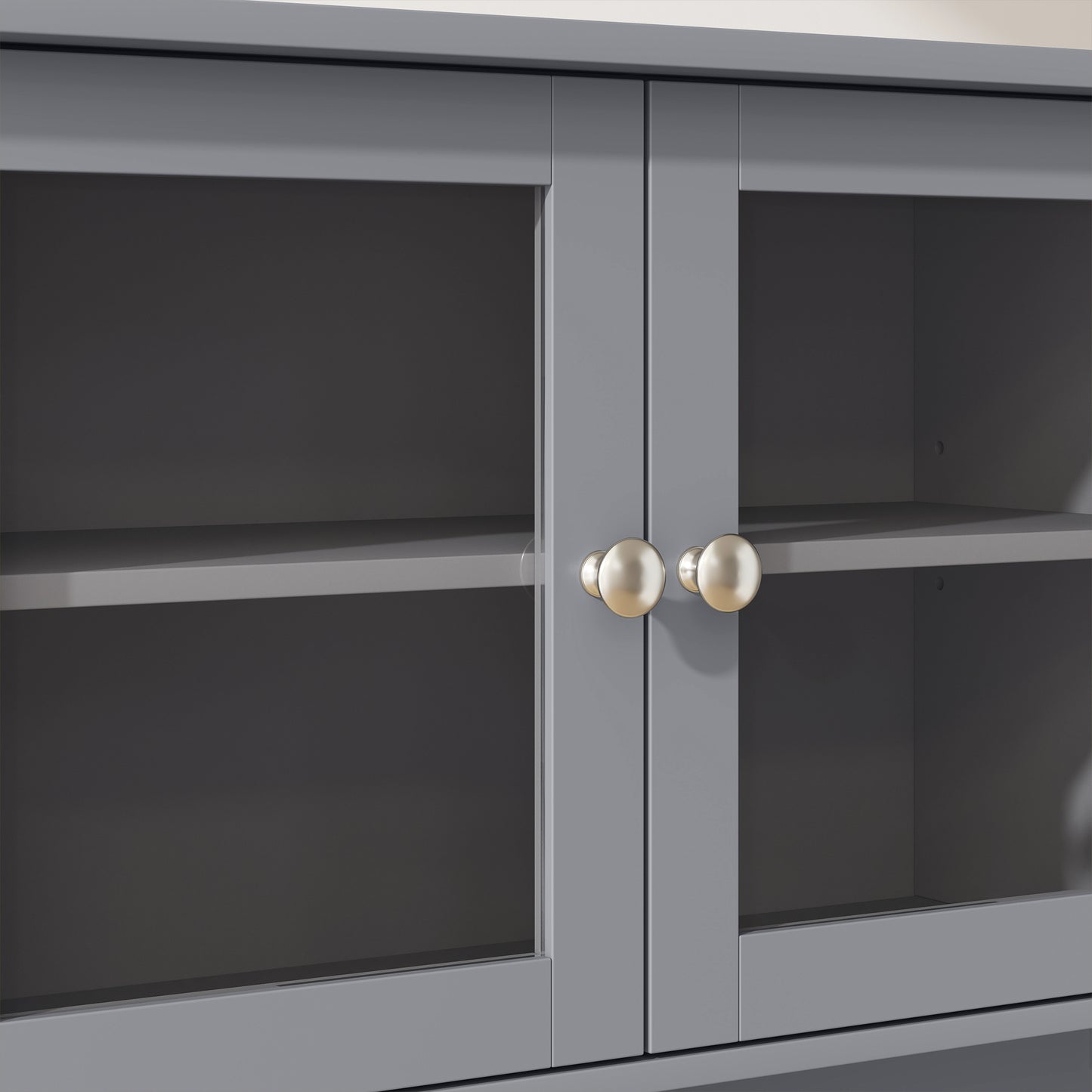 HOMCOM Kitchen Cabinet with Charging Station Freestanding Grey