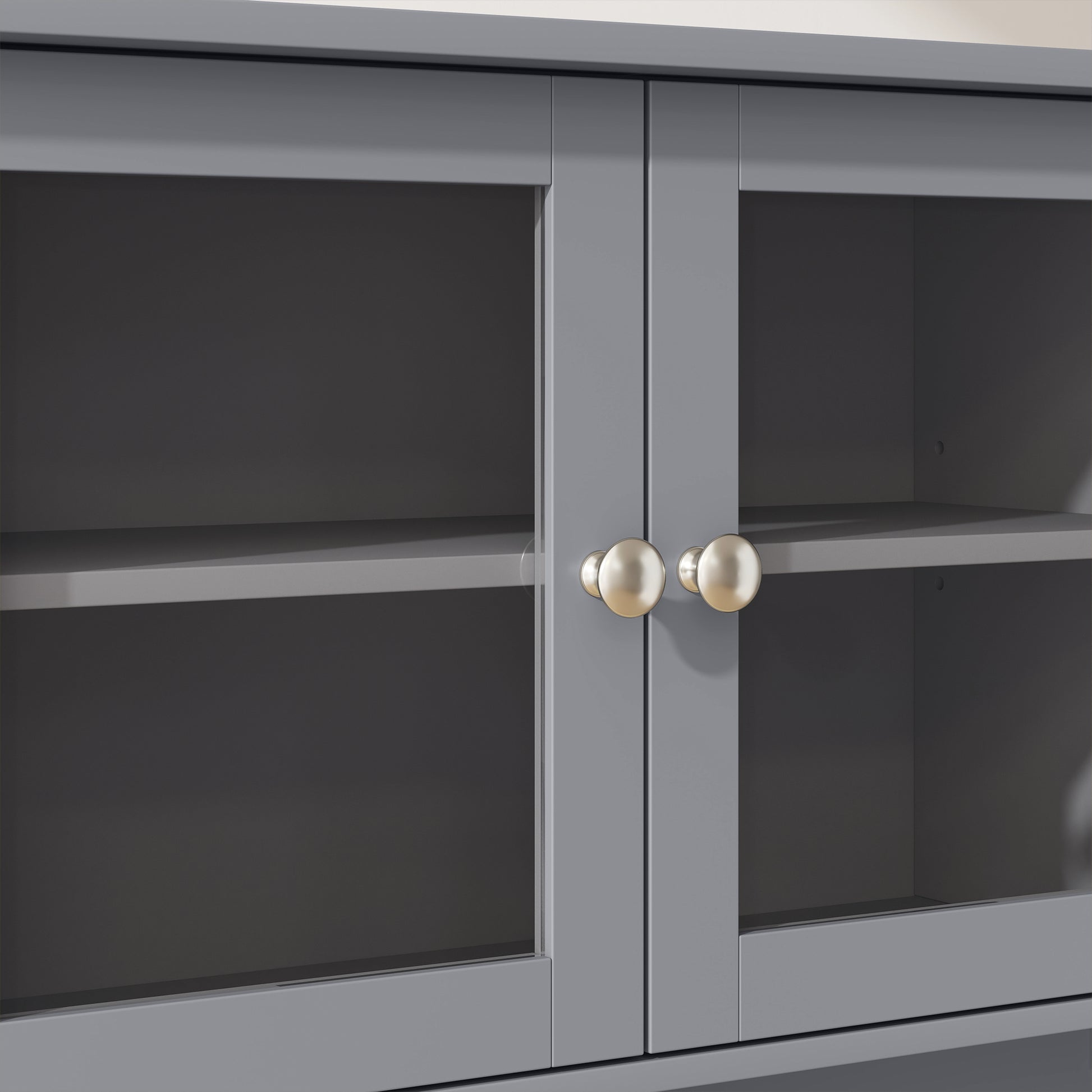 HOMCOM Kitchen Cabinet with Charging Station Freestanding Grey